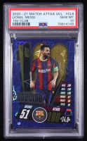 Lionel Messi 2020-21 Topps Match Attax UCL 100 Club #CL9 (PSA 10) at PristineAuction.com