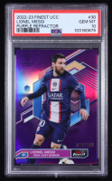 Lionel Messi 2022-23 Topps Finest UCC Purple Refractor #30 #017/299 (PSA 10) at PristineAuction.com