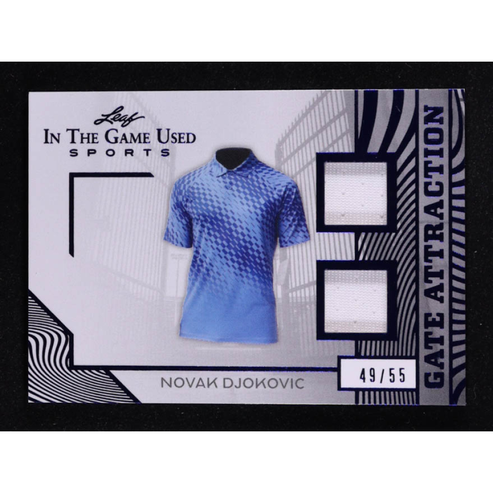 Novak Djokovic 2025 Leaf ITG Used Sports Gate Attraction Dual Relic Blue Foil #GA28 #49/55 at PristineAuction.com