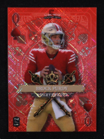 Brock Purdy 2024 Wild Card 5 Card Draw Stacked Deck Queen Of Spades Red Cross Hatch Foil #SDPS-BPN #1/2 at PristineAuction.com