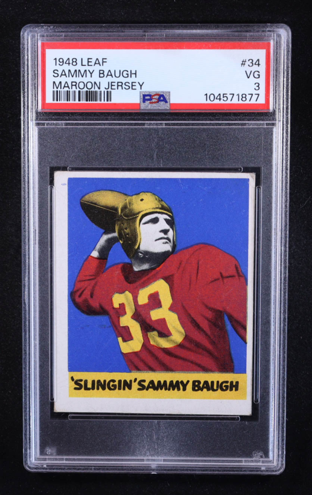Sammy Baugh 1948 Leaf Maroon Jersey #34 RC (PSA 3)