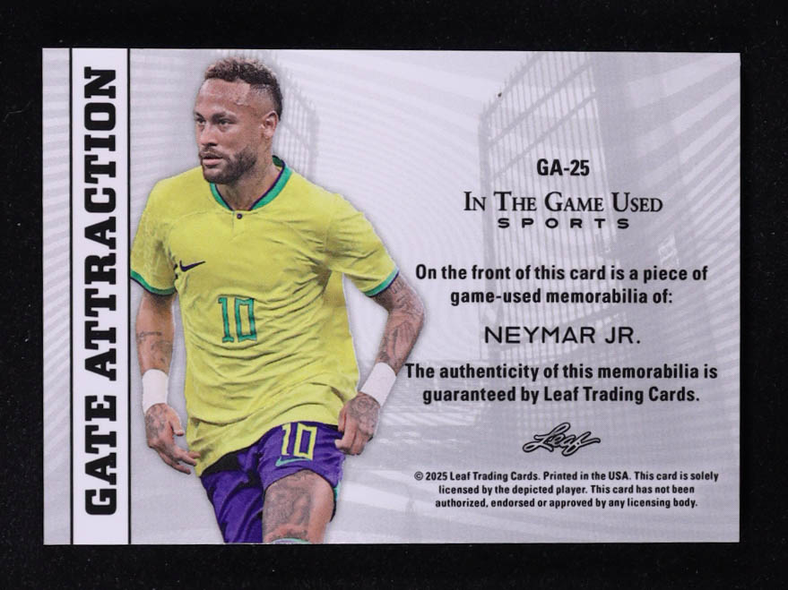 Neymar Junior 2025 Leaf ITG Used Sports Gate Attraction Dual Relic Turquoise Foil #GA25 #01/10 at PristineAuction.com Neymar Junior 2025 Leaf ITG Used Sports Gate Attraction Dual Relic Turquoise Foil #GA25 #01/10 at PristineAuction.com