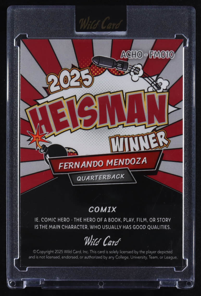 Fernando Mendoza 2025 Wild Card Comix Heisman Mosaic #FM010 #2/2 RC at PristineAuction.com Fernando Mendoza 2025 Wild Card Comix Heisman Mosaic #FM010 #2/2 RC at PristineAuction.com