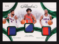 Paul George / Joel Embiid / Tyrese Maxey 2024-25 Panini Flawless Triple Patches Game Worn #TP-PHI #3/5 at PristineAuction.com