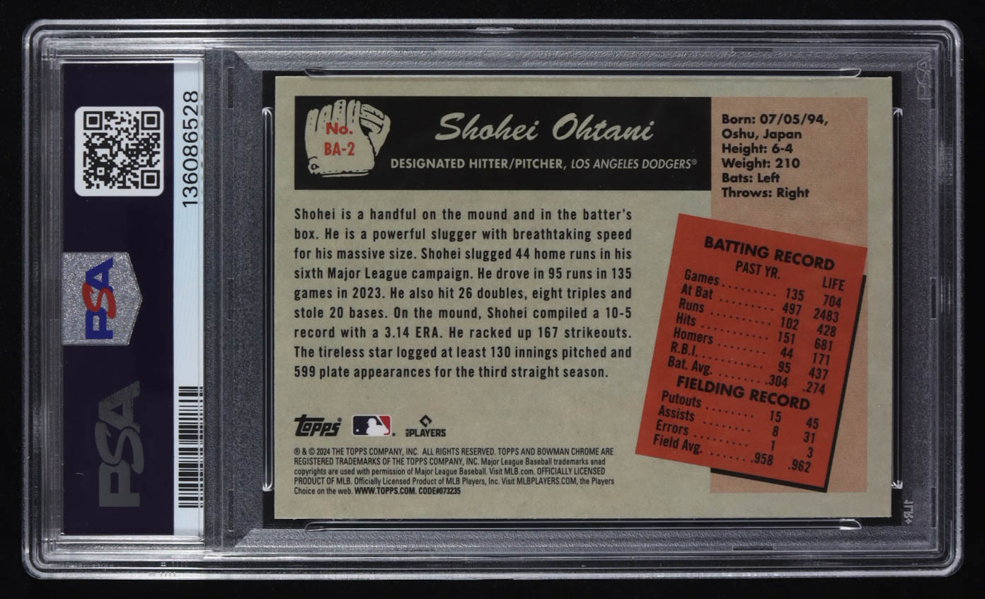 Shohei Ohtani 2024 Bowman Chrome '55 Bowman Anime #BA2 (PSA 9) at PristineAuction.com Shohei Ohtani 2024 Bowman Chrome '55 Bowman Anime #BA2 (PSA 9) at PristineAuction.com