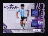 Diego Maradona 2025 Leaf ITG Used Sports Gate Attraction Dual Relic Purple Foil #GA8 #4/6 at PristineAuction.com