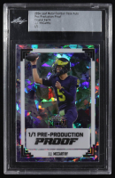 JJ McCarthy 2024 Leaf Metal Football Base Auto Pre-Production Proof Crystal Earth #NNO #1/1 (Leaf) at PristineAuction.com