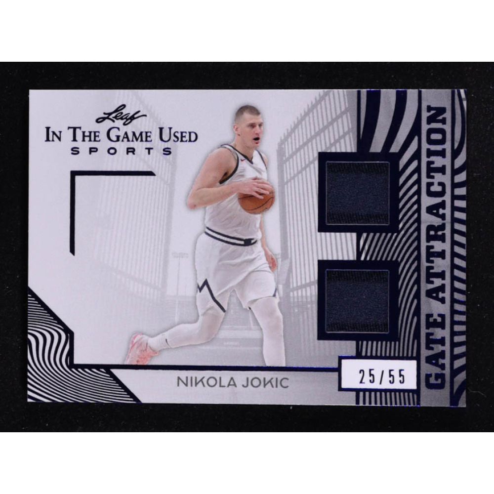 Nikola Jokic 2025 Leaf ITG Used Sports Gate Attraction Dual Relic Blue Foil #GA26 #25/55 at PristineAuction.com