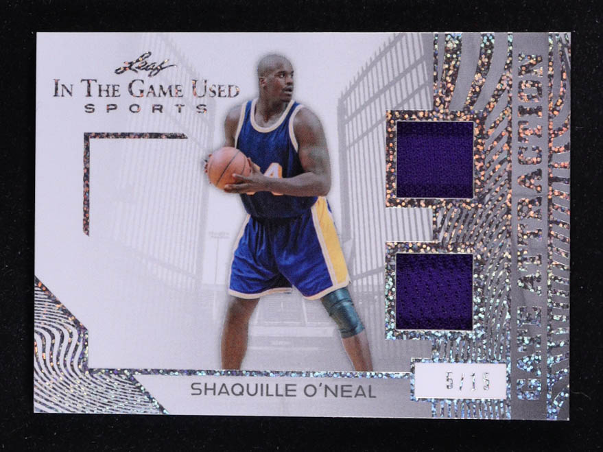 Shaquille O'Neal 2025 Leaf ITG Used Sports Gate Attraction Dual Relic Silver Sparkle Foil #GA37 #5/15 at PristineAuction.com Shaquille O'Neal 2025 Leaf ITG Used Sports Gate Attraction Dual Relic Silver Sparkle Foil #GA37 #5/15 at PristineAuction.com