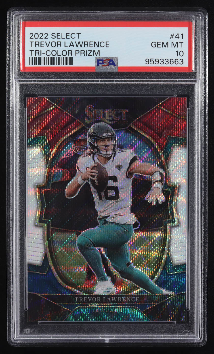 Trevor Lawrence 2022 Select Prizm Tri Color #41 #219/249 (PSA 10) at PristineAuction.com Trevor Lawrence 2022 Select Prizm Tri Color #41 #219/249 (PSA 10) at PristineAuction.com