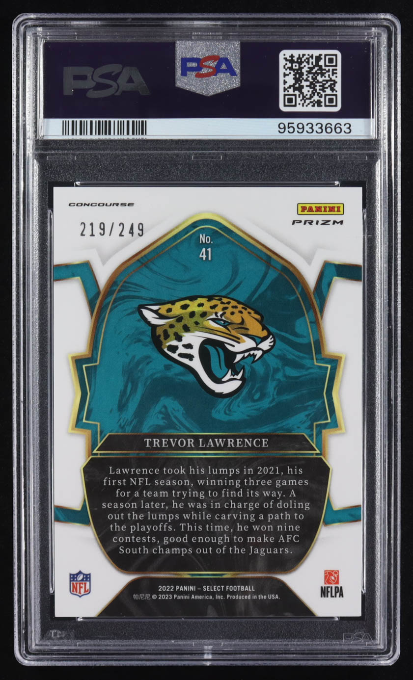 Trevor Lawrence 2022 Select Prizm Tri Color #41 #219/249 (PSA 10) at PristineAuction.com Trevor Lawrence 2022 Select Prizm Tri Color #41 #219/249 (PSA 10) at PristineAuction.com