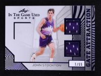 John Stockton 2025 Leaf ITG Used Sports Gate Attraction Dual Relic Blue Foil #GA15 #07/55 at PristineAuction.com