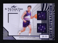 John Stockton 2025 Leaf ITG Used Sports Gate Attraction Dual Relic Blue Foil #GA15 #39/55 at PristineAuction.com