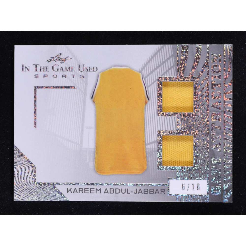 Kareem Abdul-Jabbar 2025 Leaf ITG Used Sports Gate Attraction Dual Relic Silver Sparkle Foil #GA16 #06/10 at PristineAuction.com