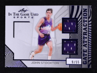 John Stockton 2025 Leaf ITG Used Sports Gate Attraction Dual Relic Blue Foil #GA15 #09/55 at PristineAuction.com