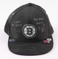 Patrice Bergeron & Brad Marchand Signed Bruins Adjustable Hat Inscribed "Support The Troops" & "God Bless America" (Bergeron & Marchand) at PristineAuction.com