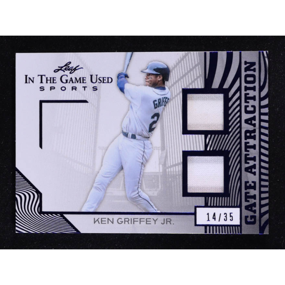 Ken Griffey Jr. 2025 Leaf ITG Used Sports Gate Attraction Dual Relic Blue Foil #GA17 #14/35 at PristineAuction.com