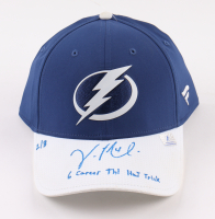 Vincent Lecavalier Signed Lightning Adjustable Hat Inscribed "6 Career TBL Hat Trick" (Bergeron) at PristineAuction.com