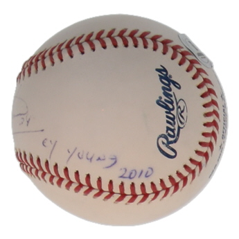 Felix Hernandez Signed OML Baseball Inscribed "Cy Young 2010" & "P.G. 08.15.12" (Beckett) at PristineAuction.com Felix Hernandez Signed OML Baseball Inscribed "Cy Young 2010" & "P.G. 08.15.12" (Beckett) at PristineAuction.com
