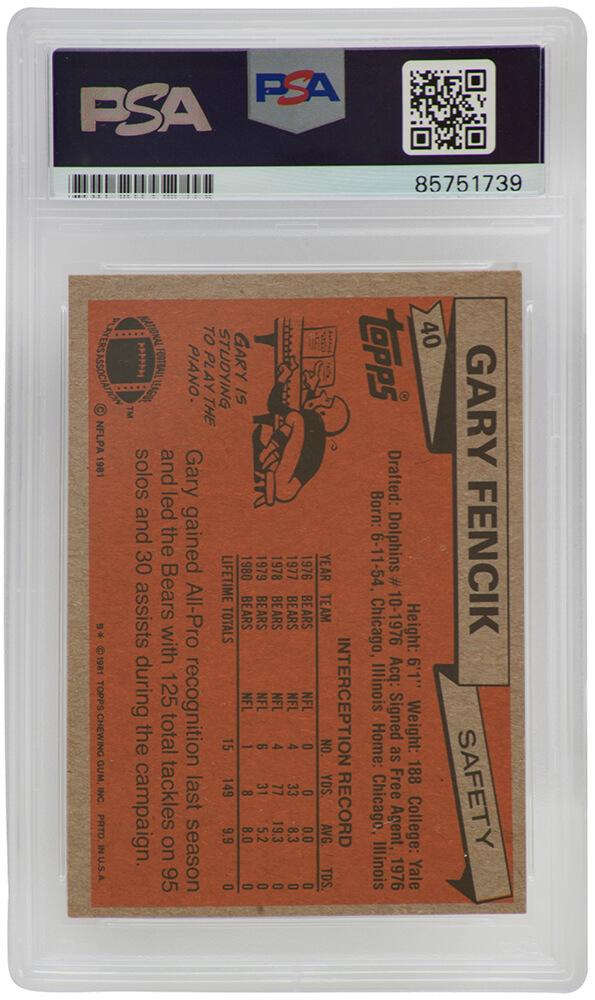 Gary Fencik Signed 1981 Topps #40 (PSA) at PristineAuction.com Gary Fencik Signed 1981 Topps #40 (PSA) at PristineAuction.com