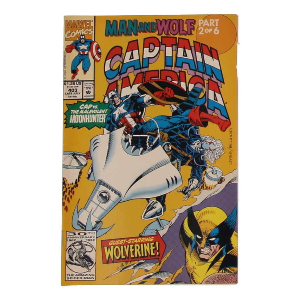 1992 "Captain America" Issue #403 Marvel Comic Book at PristineAuction.com