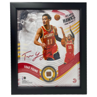 Trae Young LE Hawks Custom Framed Game-Used Basketball Piece Display (Fanatics) at PristineAuction.com