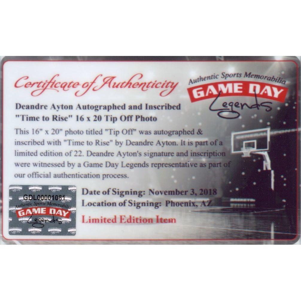 Deandre Ayton Signed LE Suns 16x20 Photo Inscribed "Time To Rise" (Game Day Legends & Steiner) at PristineAuction.com Deandre Ayton Signed LE Suns 16x20 Photo Inscribed "Time To Rise" (Game Day Legends & Steiner) at PristineAuction.com