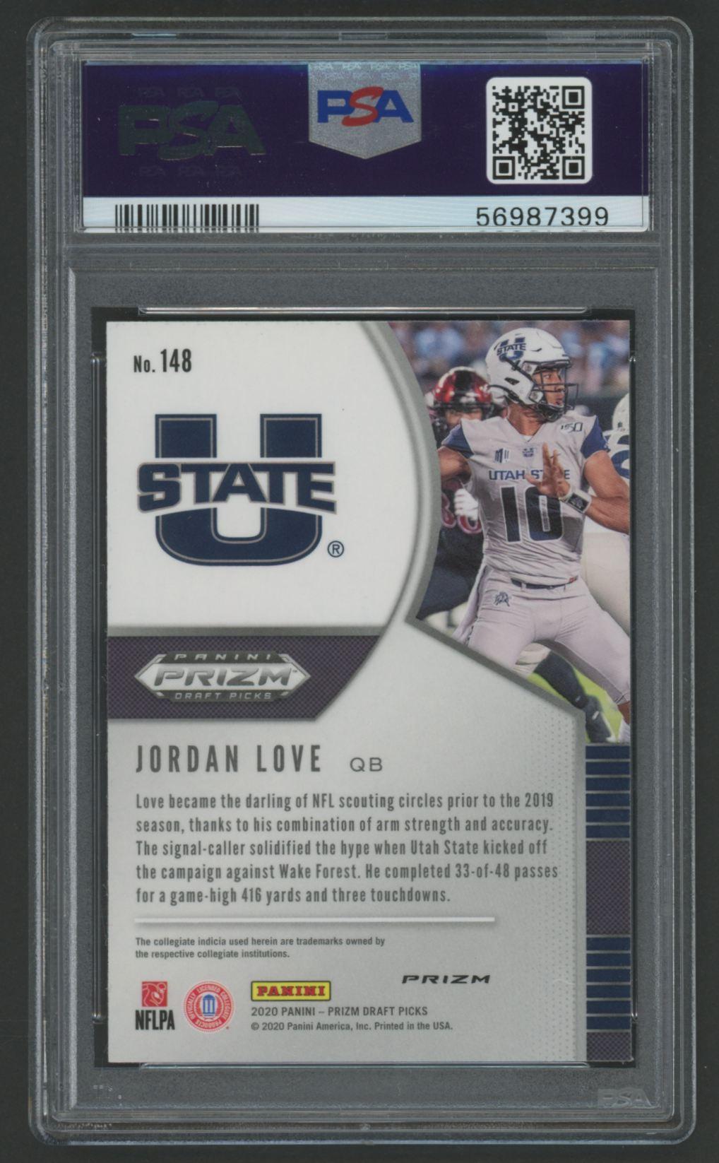 Jordan Love 2020 Panini Prizm Draft Picks Green Prizm #148 RC (PSA 9) at PristineAuction.com Jordan Love 2020 Panini Prizm Draft Picks Green Prizm #148 RC (PSA 9) at PristineAuction.com
