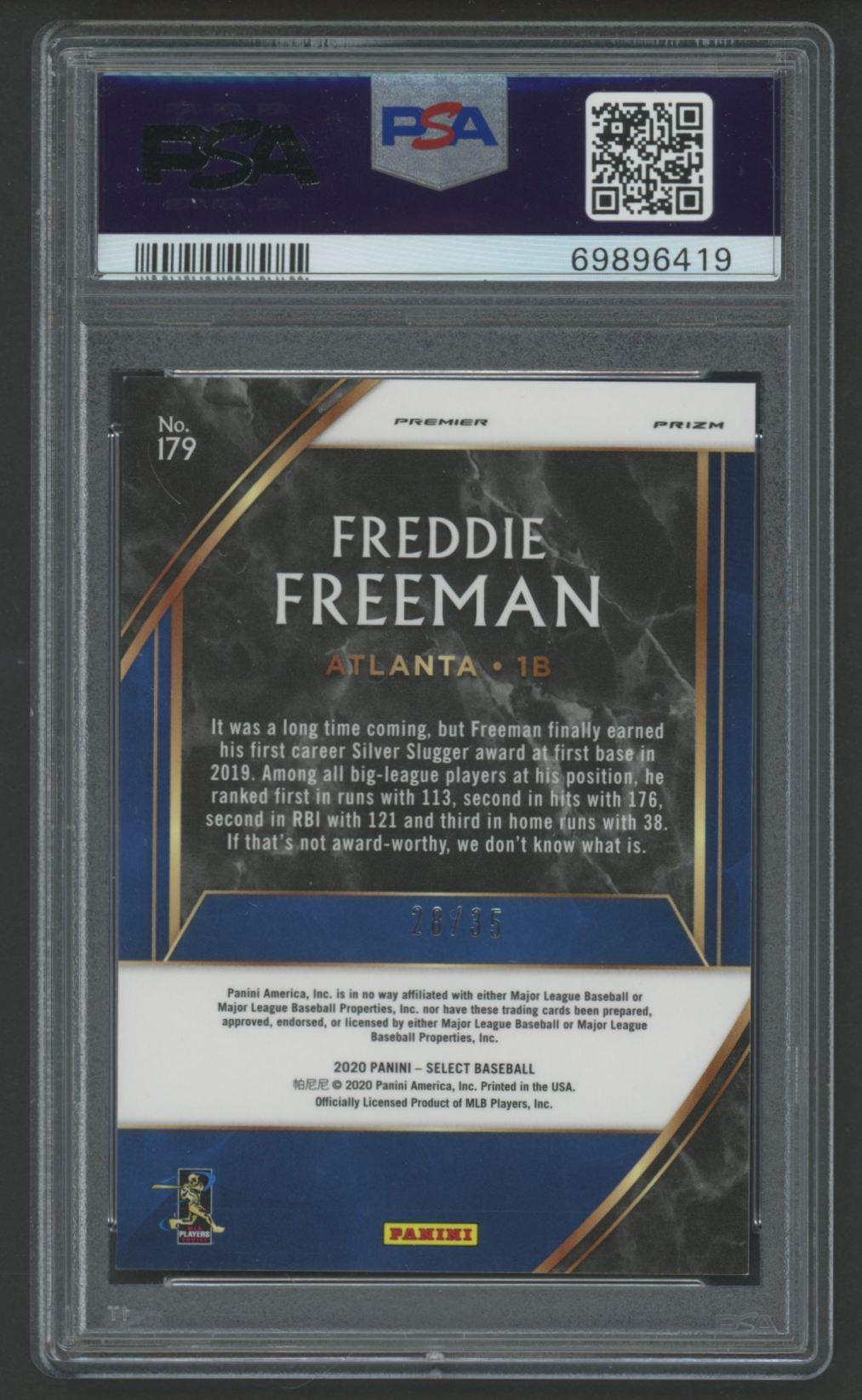 Freddie Freeman 2020 Select Carolina Blue Prizm #179 #28/35 (PSA 10) at PristineAuction.com Freddie Freeman 2020 Select Carolina Blue Prizm #179 #28/35 (PSA 10) at PristineAuction.com