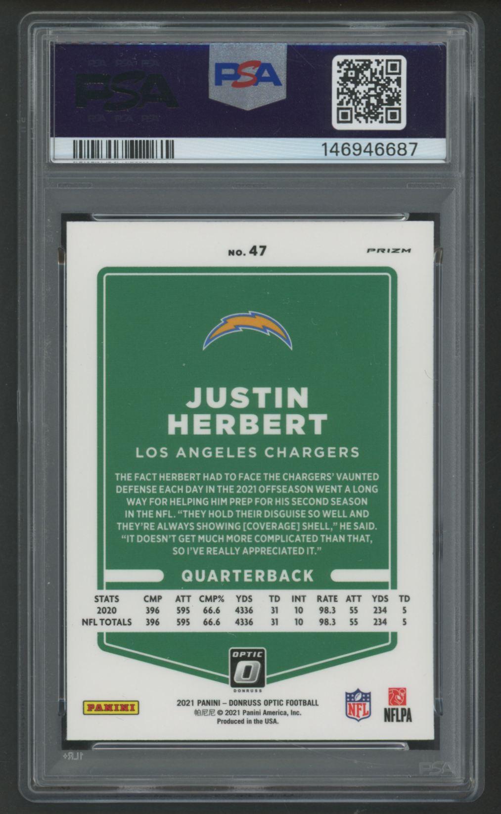 Justin Herbert 2021 Donruss Optic Holo #47 (PSA 10) at PristineAuction.com Justin Herbert 2021 Donruss Optic Holo #47 (PSA 10) at PristineAuction.com