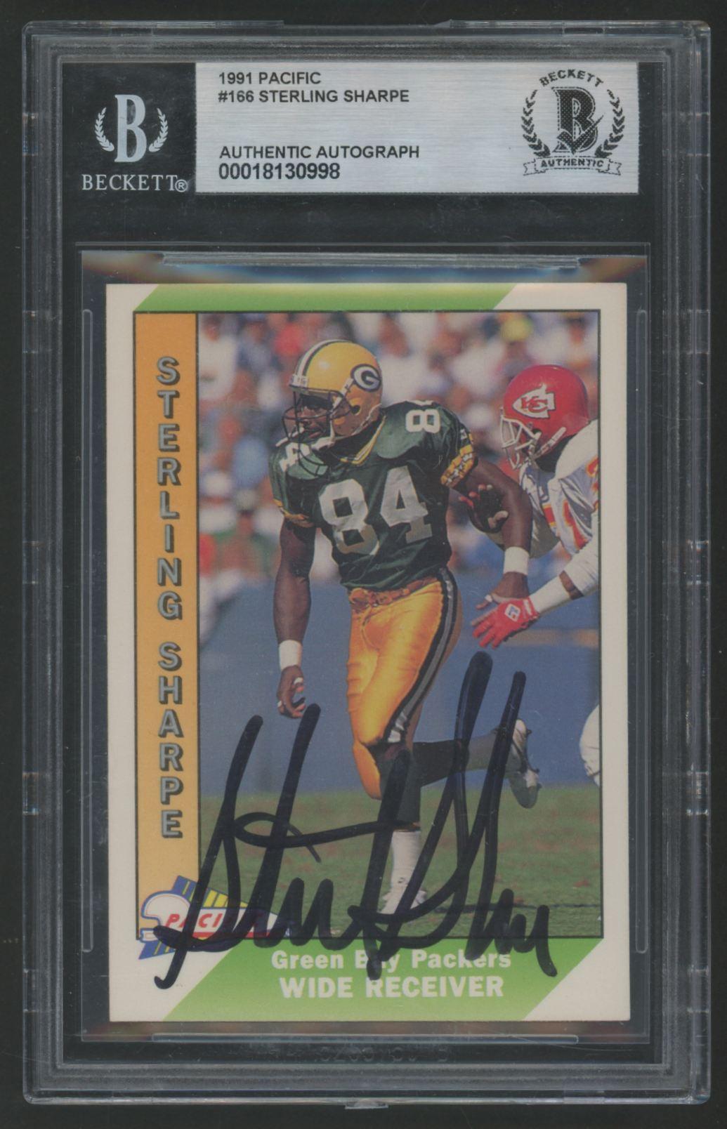 Sterling Sharpe Signed 1991 Pacific #166 (BGS) at PristineAuction.com Sterling Sharpe Signed 1991 Pacific #166 (BGS) at PristineAuction.com