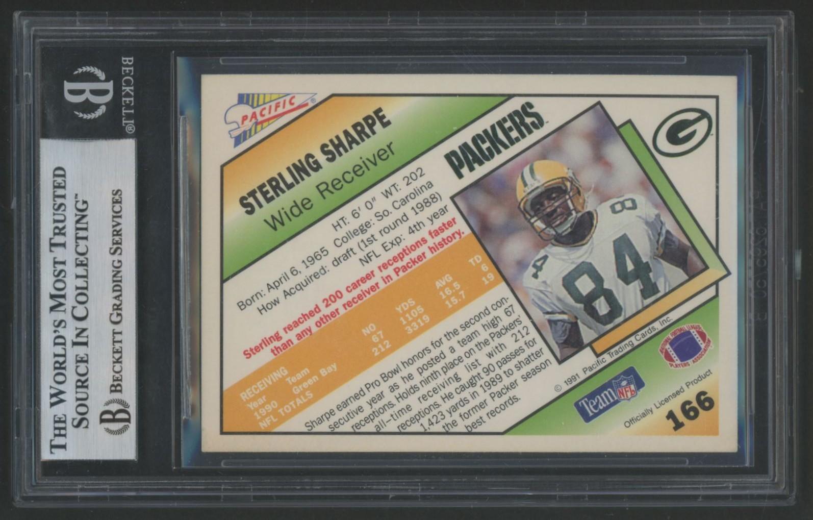 Sterling Sharpe Signed 1991 Pacific #166 (BGS) at PristineAuction.com Sterling Sharpe Signed 1991 Pacific #166 (BGS) at PristineAuction.com