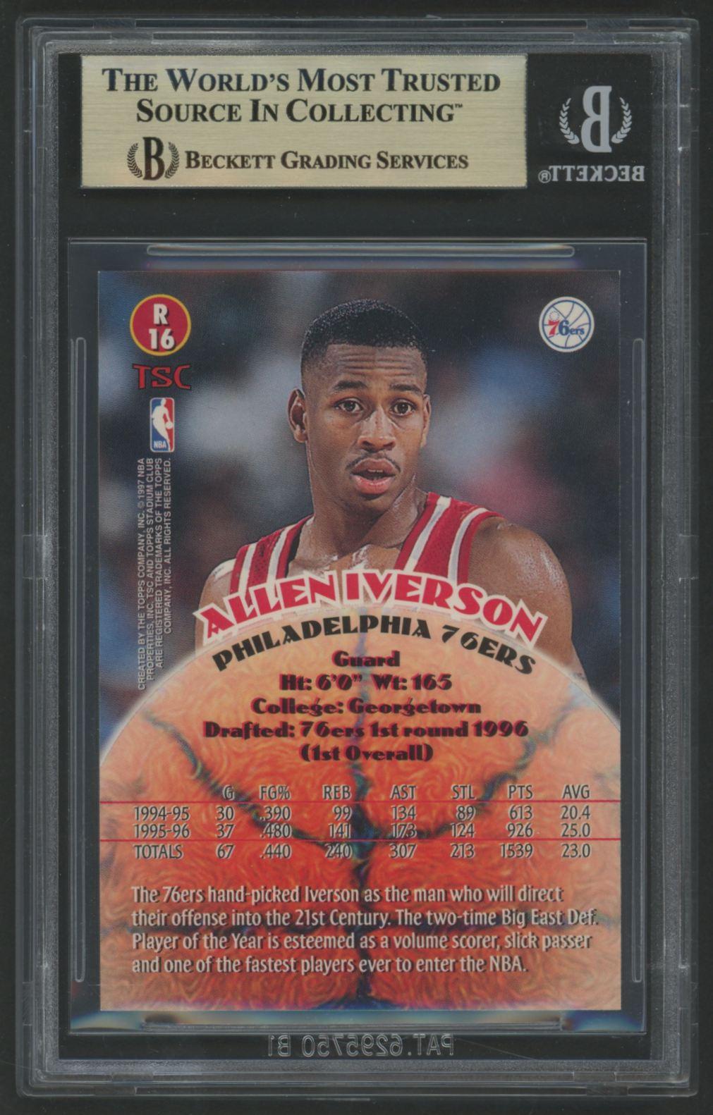 Allen Iverson 1996-97 Stadium Club Rookies 2 #R16 (BGS 9.5) at PristineAuction.com Allen Iverson 1996-97 Stadium Club Rookies 2 #R16 (BGS 9.5) at PristineAuction.com
