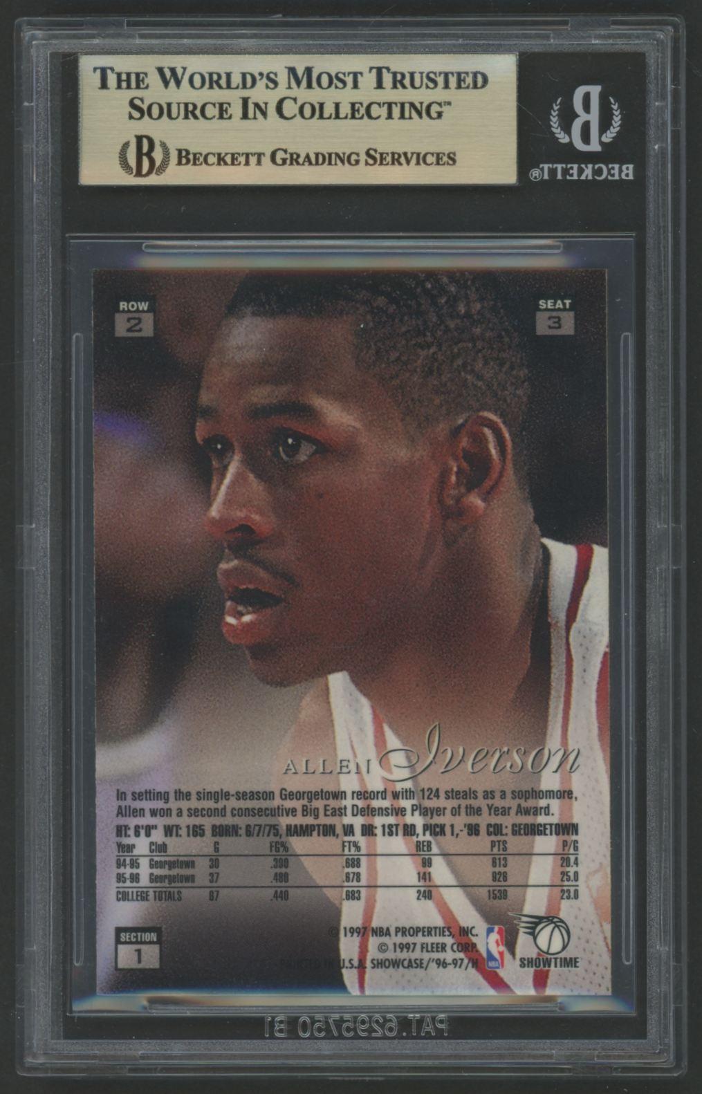 Allen Iverson 1996-97 Flair Showcase ROW 2 #3 (BGS 9.5) at PristineAuction.com Allen Iverson 1996-97 Flair Showcase ROW 2 #3 (BGS 9.5) at PristineAuction.com