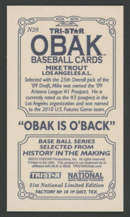 Mike Trout 2010 TRISTAR Obak National Convention VIP Mini #N28 RC at PristineAuction.com Mike Trout 2010 TRISTAR Obak National Convention VIP Mini #N28 RC at PristineAuction.com