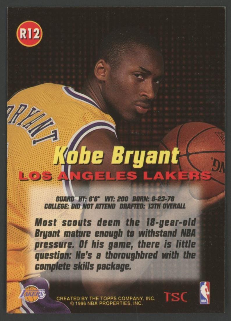 Kobe Bryant 1996-97 Stadium Club Rookies 1 #R12 at PristineAuction.com Kobe Bryant 1996-97 Stadium Club Rookies 1 #R12 at PristineAuction.com