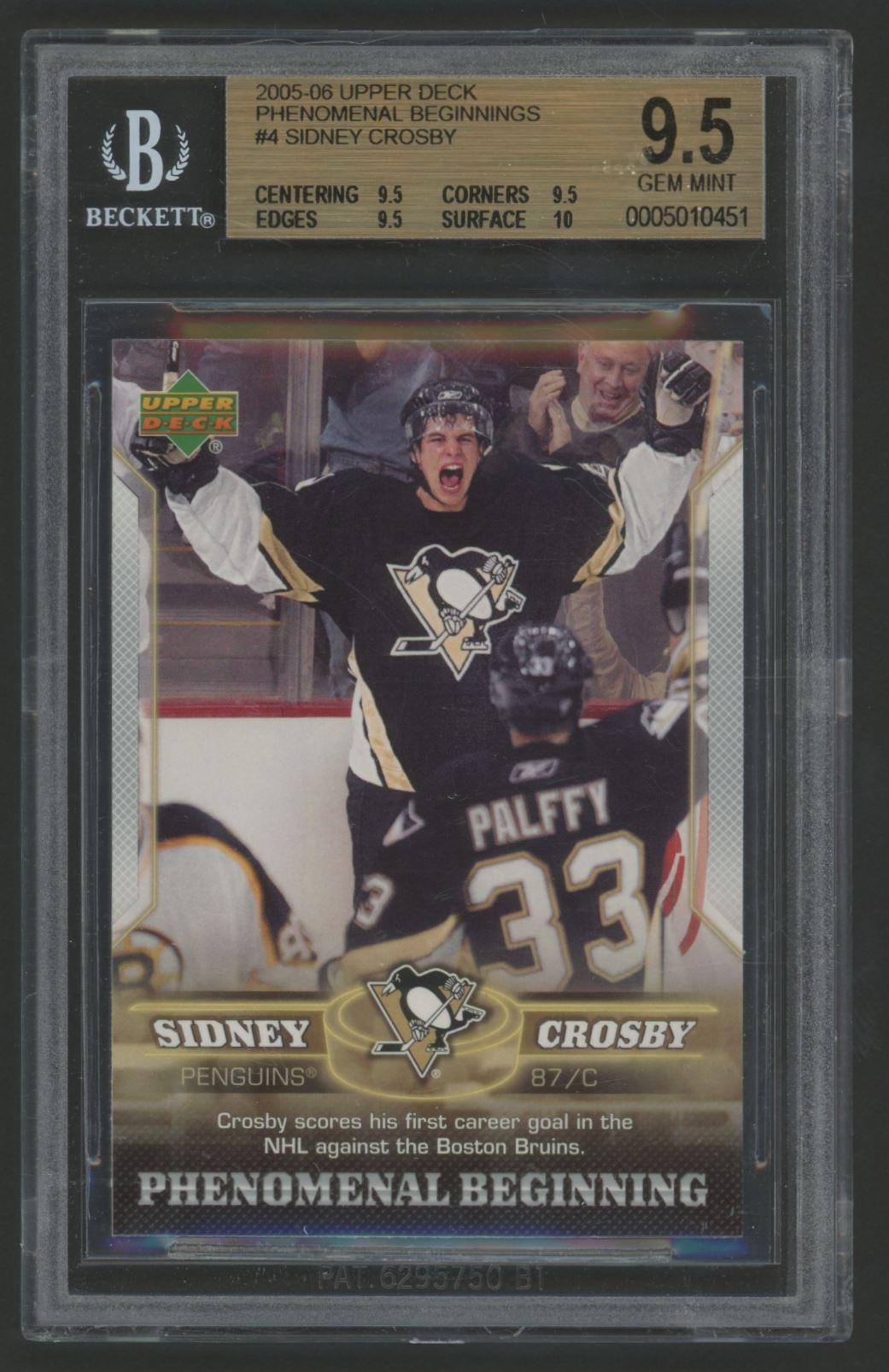 Sidney Crosby 2005-06 Upper Deck Phenomenal Beginnings #4 RC (BGS 9.5) at PristineAuction.com Sidney Crosby 2005-06 Upper Deck Phenomenal Beginnings #4 RC (BGS 9.5) at PristineAuction.com