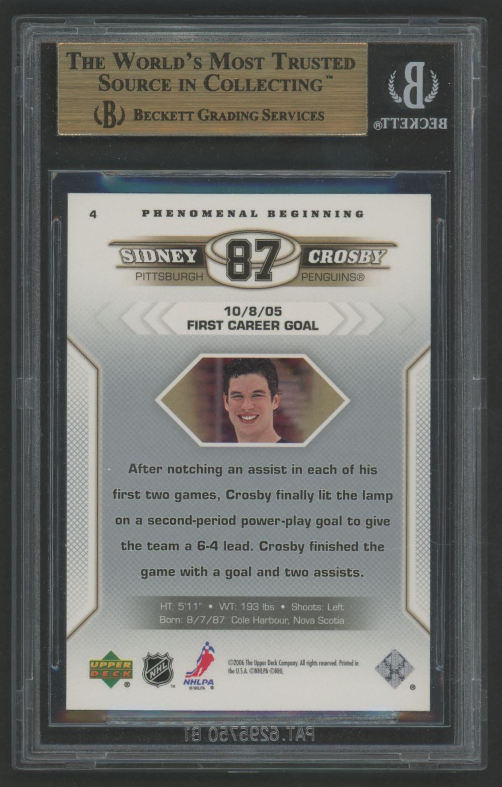 Sidney Crosby 2005-06 Upper Deck Phenomenal Beginnings #4 RC (BGS 9.5) at PristineAuction.com Sidney Crosby 2005-06 Upper Deck Phenomenal Beginnings #4 RC (BGS 9.5) at PristineAuction.com