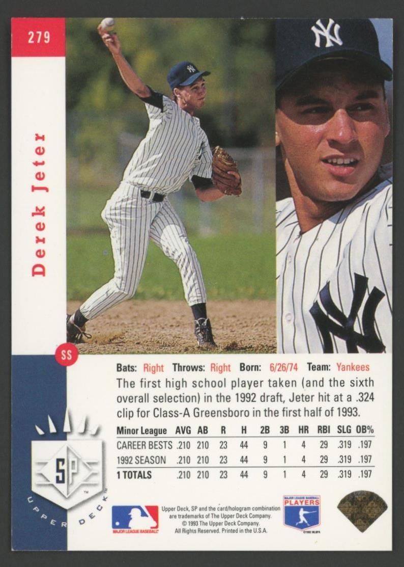 Derek Jeter 1993 SP #279 RC at PristineAuction.com Derek Jeter 1993 SP #279 RC at PristineAuction.com