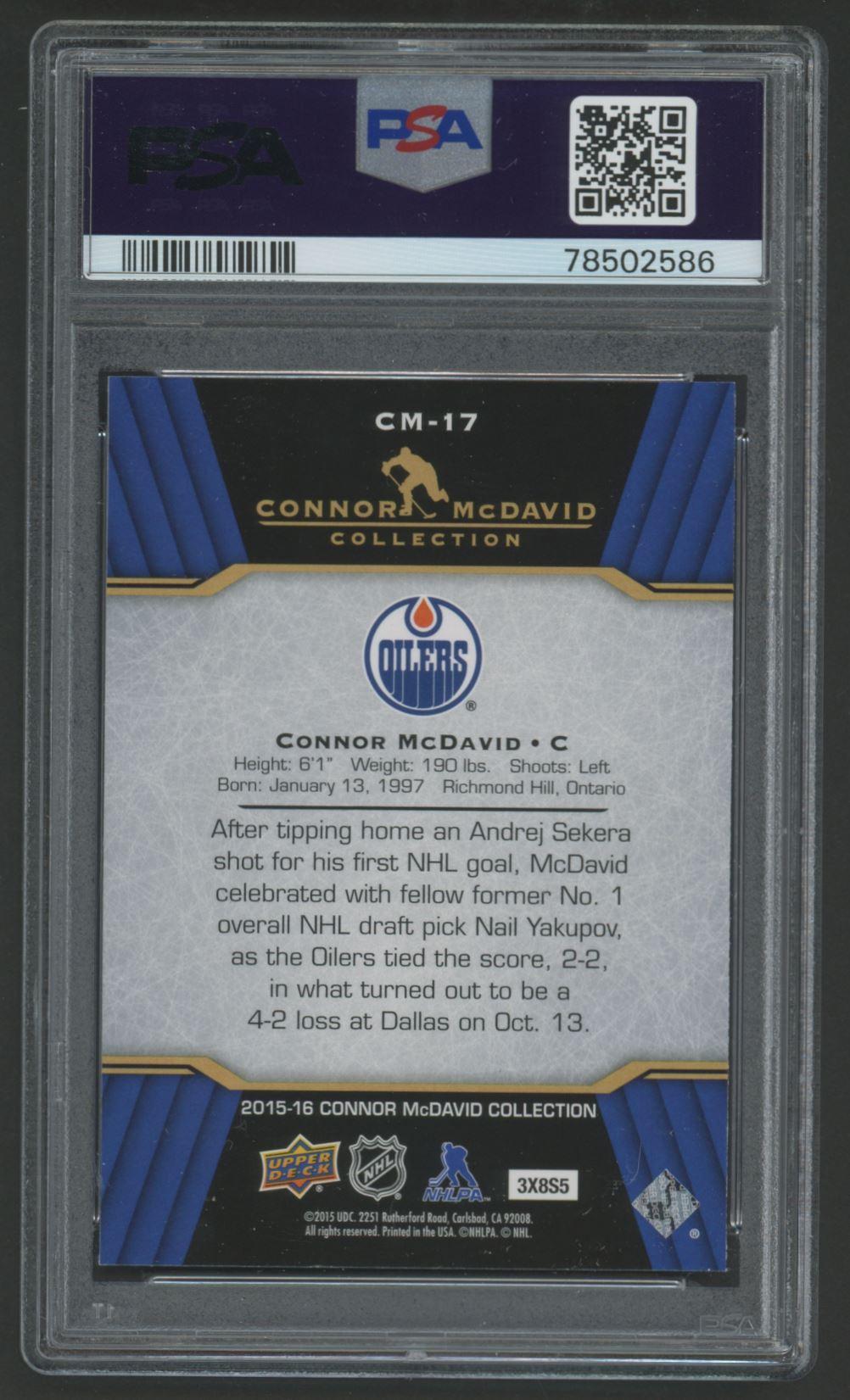 Connor McDavid 2015-16 Upper Deck Connor McDavid Collection #17 (PSA 10) at PristineAuction.com Connor McDavid 2015-16 Upper Deck Connor McDavid Collection #17 (PSA 10) at PristineAuction.com