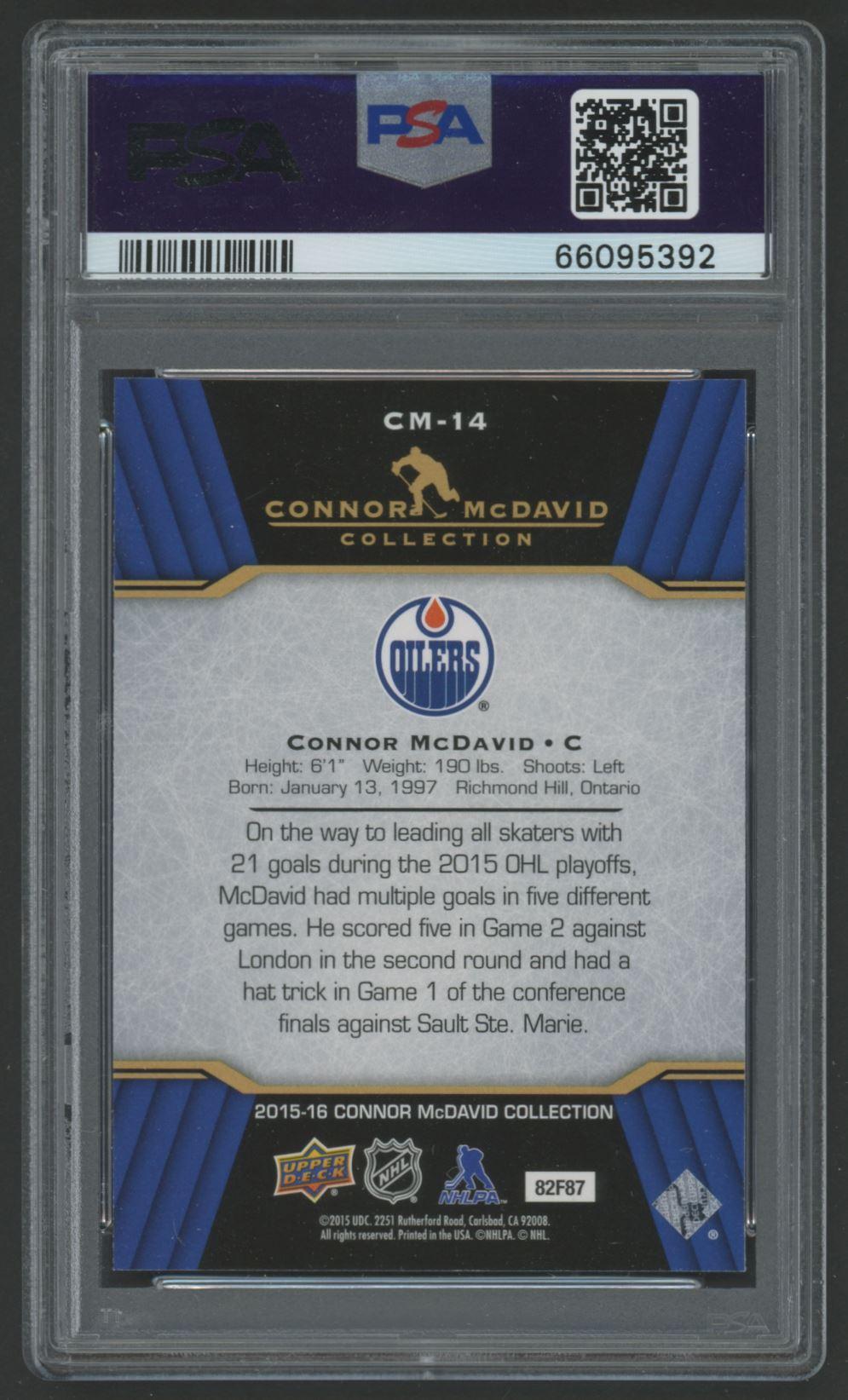 Connor McDavid 2015-16 Upper Deck Connor McDavid Collection #14 (PSA 10) at PristineAuction.com Connor McDavid 2015-16 Upper Deck Connor McDavid Collection #14 (PSA 10) at PristineAuction.com