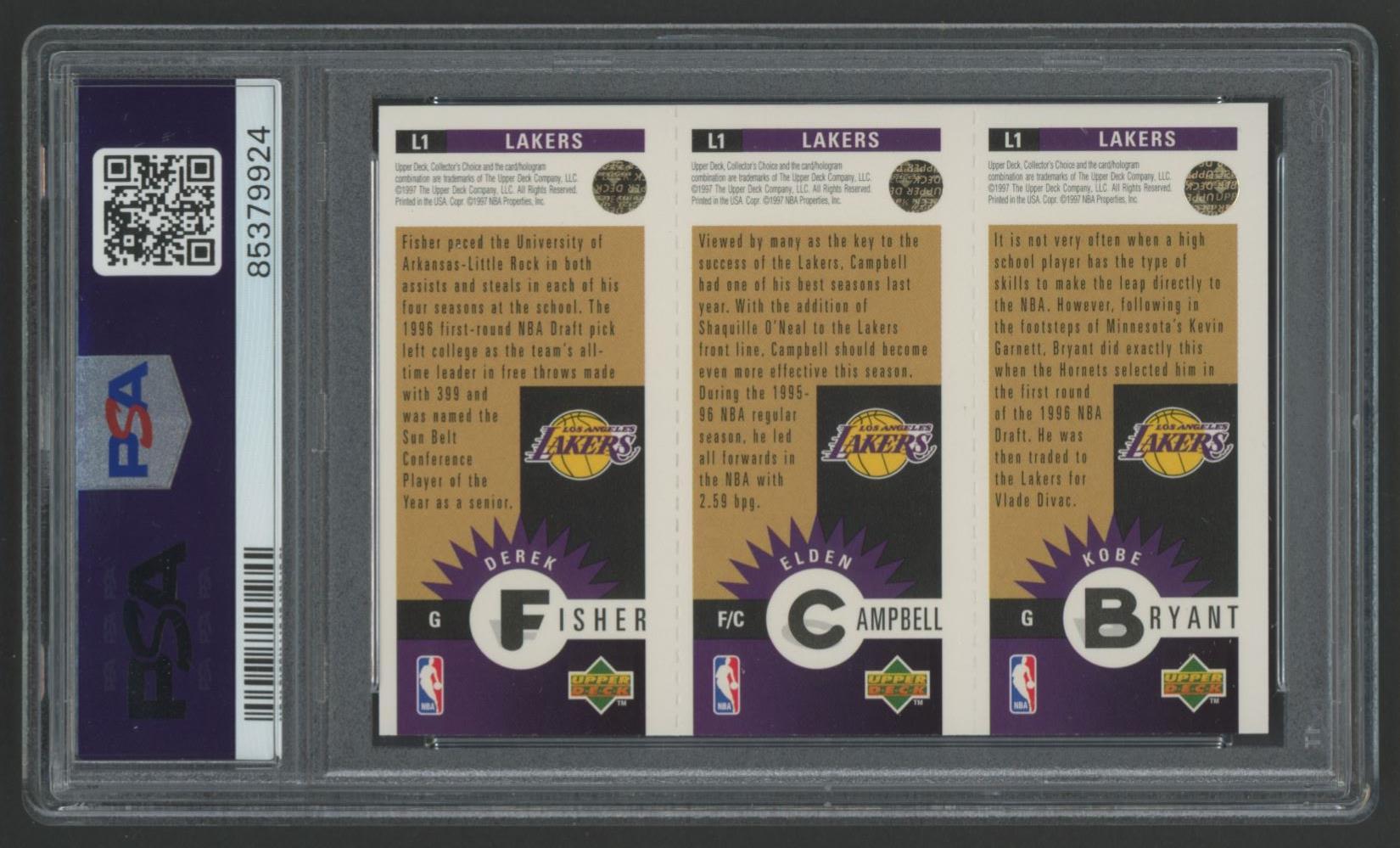 Kobe Bryant 1996 Collector's Choice Gold Mini Lakers Team #L1 (PSA 8) at PristineAuction.com Kobe Bryant 1996 Collector's Choice Gold Mini Lakers Team #L1 (PSA 8) at PristineAuction.com