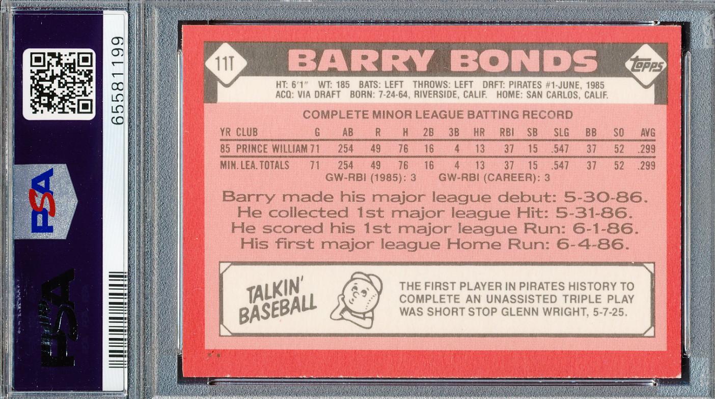 Barry Bonds 1986 Topps Traded #11T XRC (PSA 9) at PristineAuction.com Barry Bonds 1986 Topps Traded #11T XRC (PSA 9) at PristineAuction.com