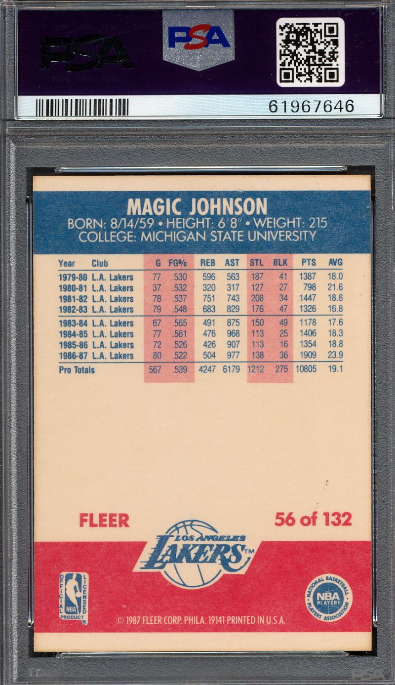 Magic Johnson 1987-88 Fleer #56 (PSA 8) at PristineAuction.com Magic Johnson 1987-88 Fleer #56 (PSA 8) at PristineAuction.com