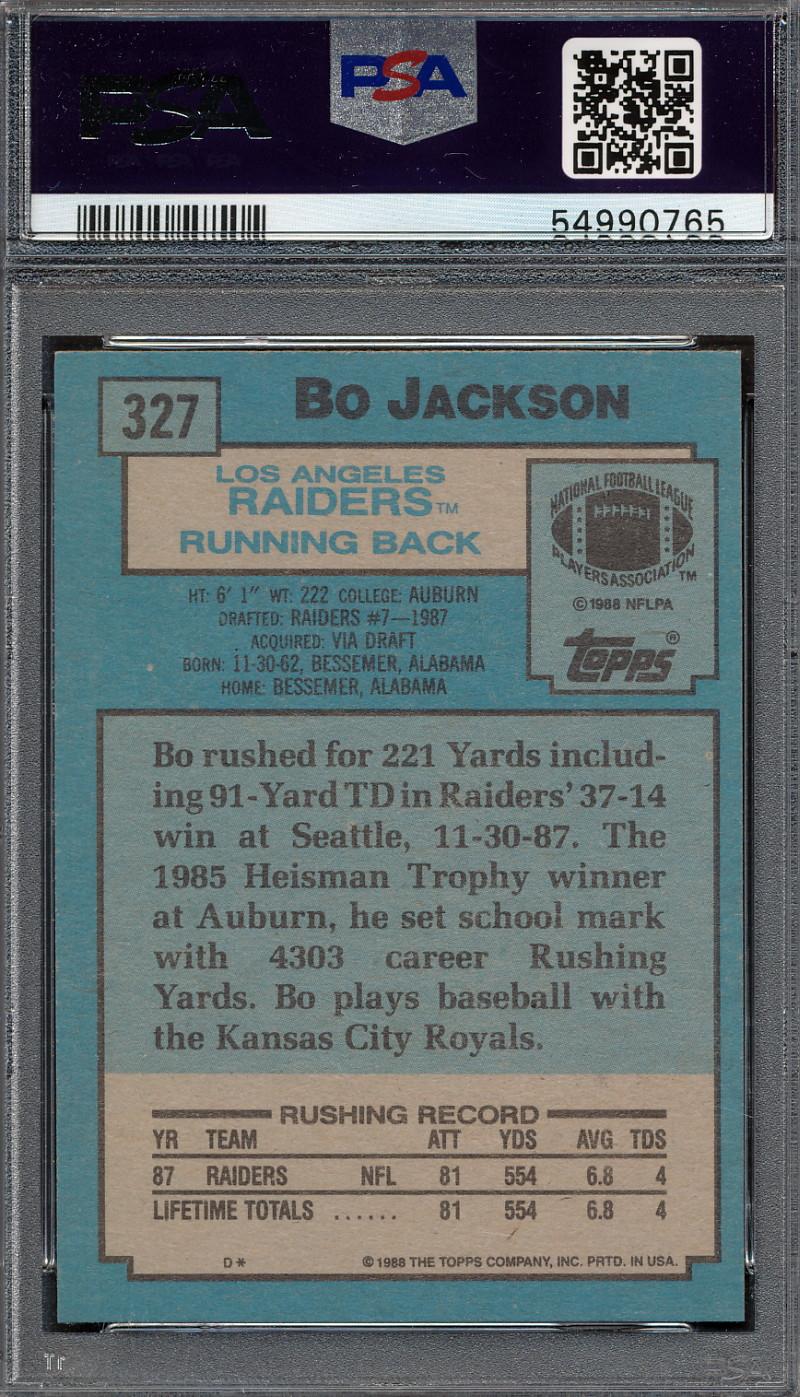 Bo Jackson 1988 Topps #327 (PSA 8) at PristineAuction.com Bo Jackson 1988 Topps #327 (PSA 8) at PristineAuction.com