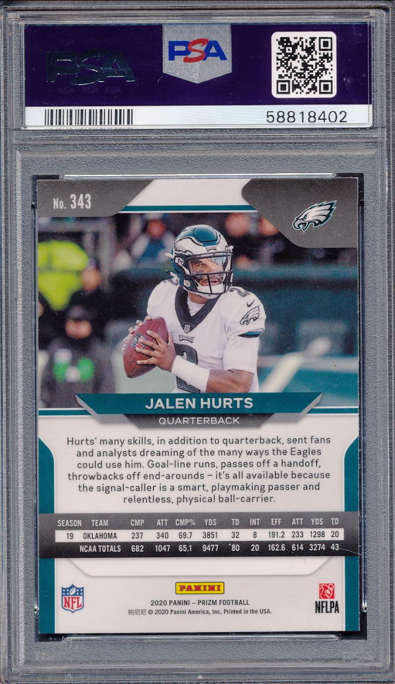 Jalen Hurts 2020 Panini Prizm #343 (PSA 9) at PristineAuction.com Jalen Hurts 2020 Panini Prizm #343 (PSA 9) at PristineAuction.com