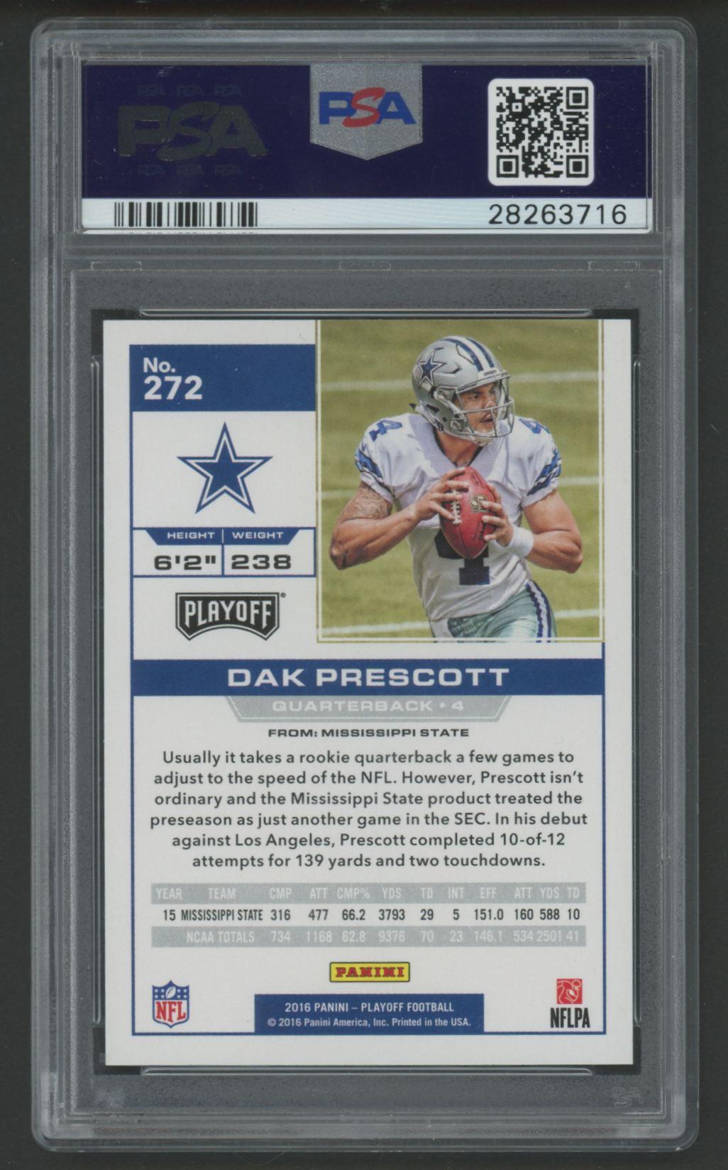 Dak Prescott 2016 Panini Playoff #272 (PSA 10) at PristineAuction.com Dak Prescott 2016 Panini Playoff #272 (PSA 10) at PristineAuction.com