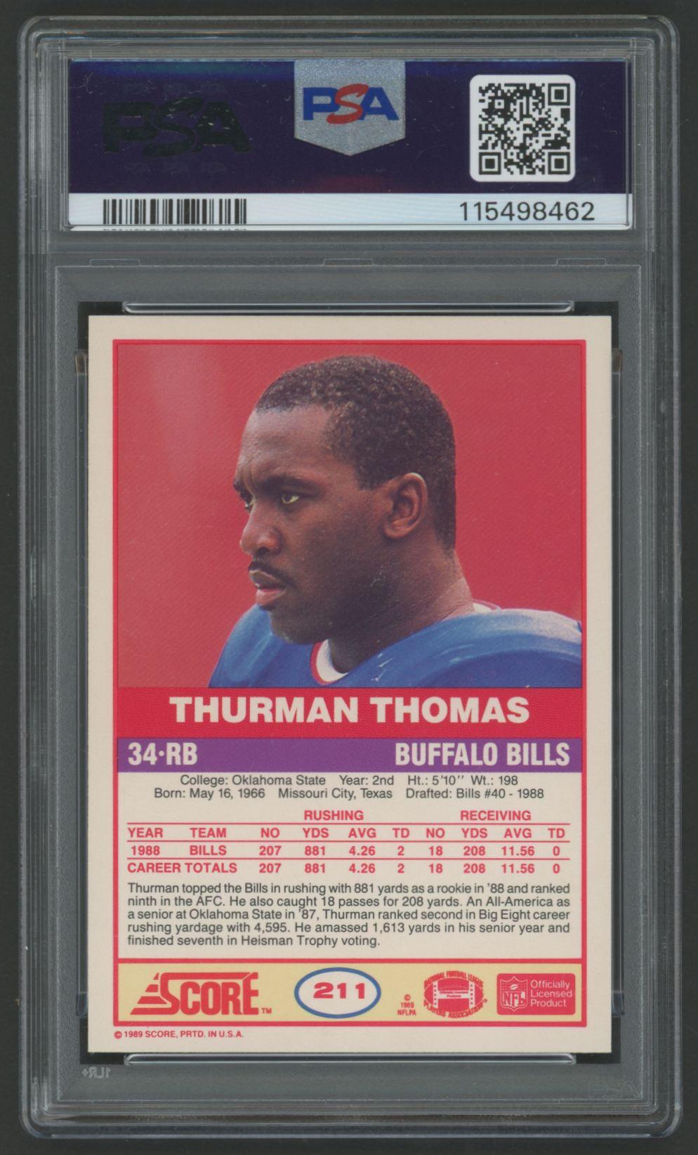 Thurman Thomas 1989 Score #211 (PSA 9) at PristineAuction.com Thurman Thomas 1989 Score #211 (PSA 9) at PristineAuction.com