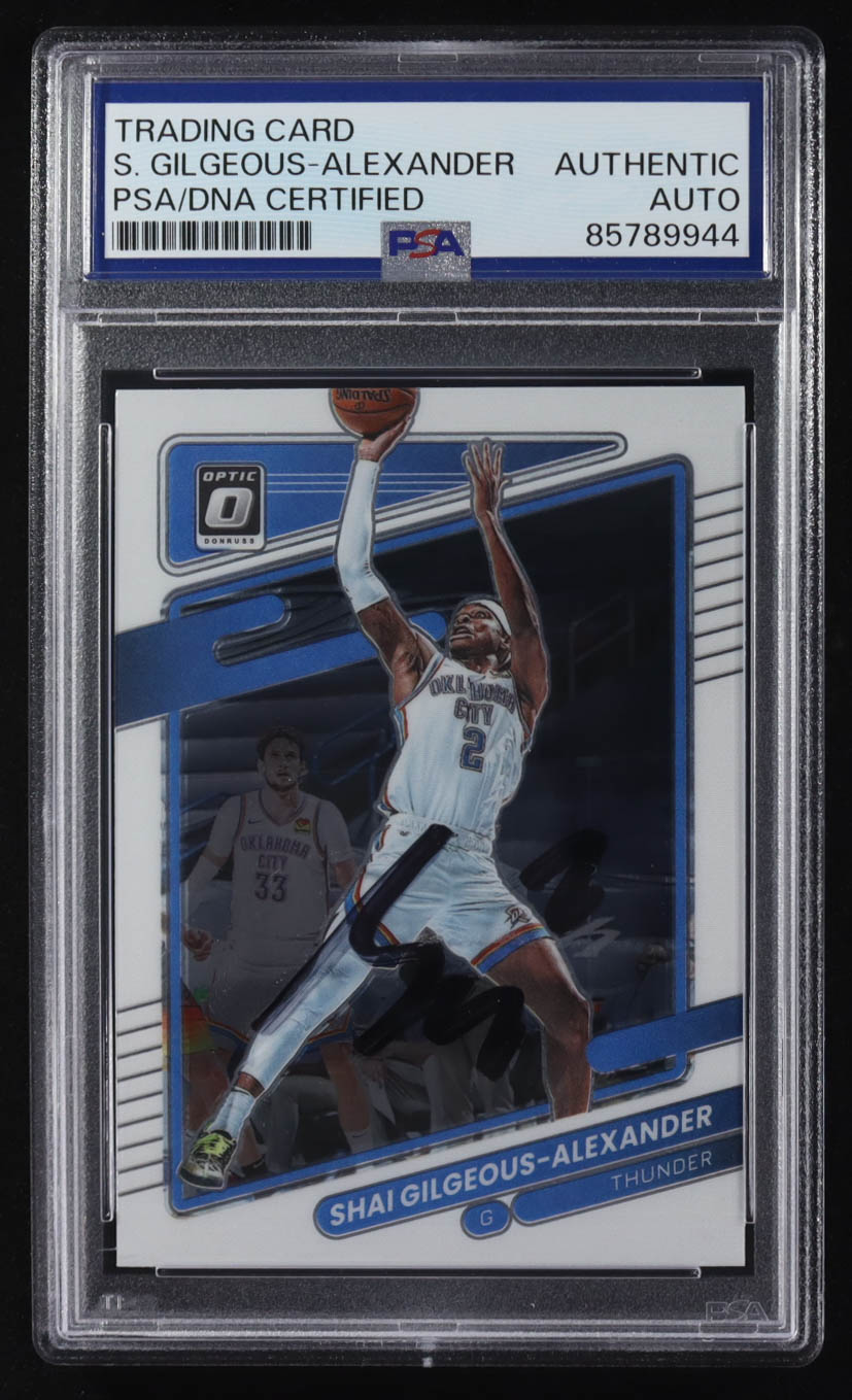 Shai Gilgeous-Alexander Signed 2021-22 Panini Donruss Optic #147 (PSA) at PristineAuction.com Shai Gilgeous-Alexander Signed 2021-22 Panini Donruss Optic #147 (PSA) at PristineAuction.com