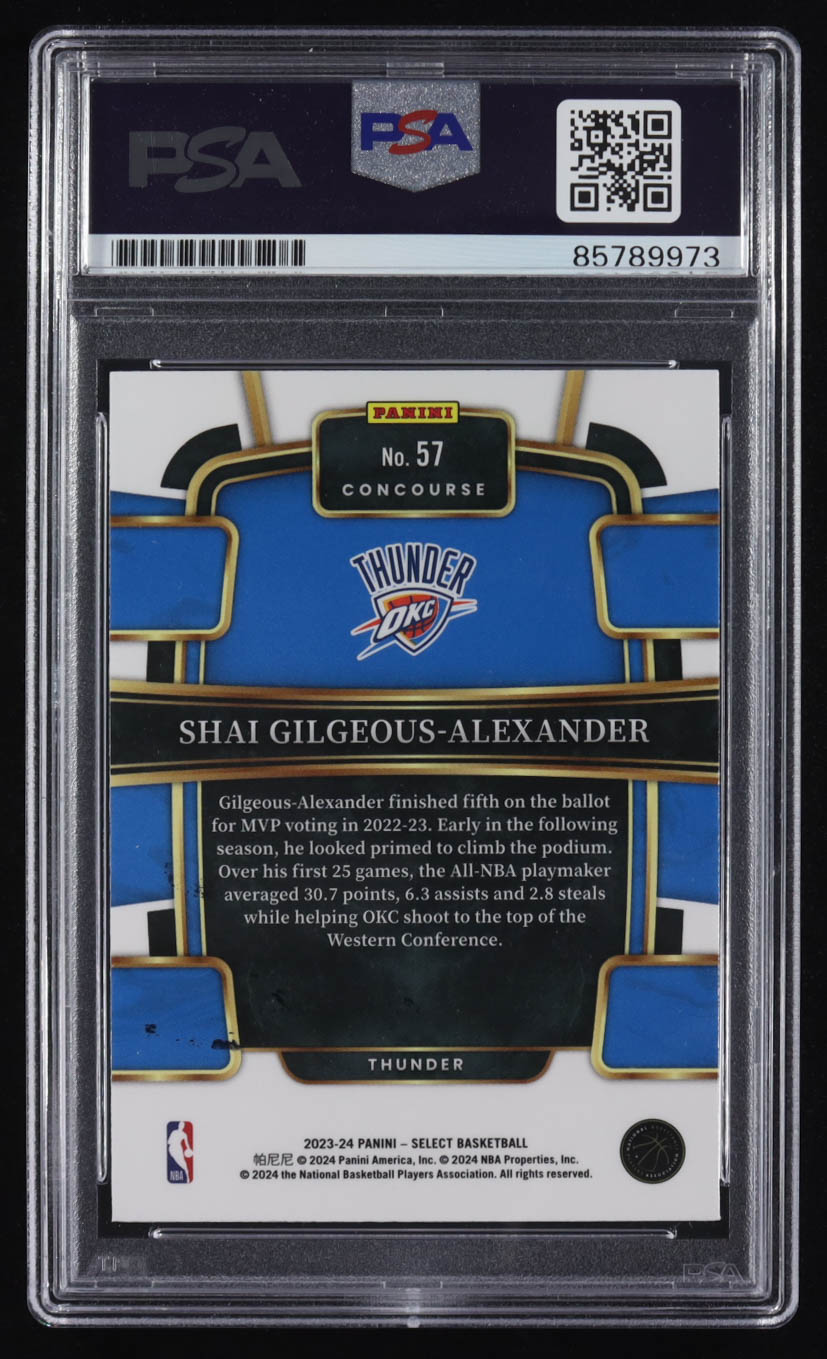 Shai Gilgeous-Alexander Signed 2023-24 Panini Select Concourse #57 (PSA) at PristineAuction.com Shai Gilgeous-Alexander Signed 2023-24 Panini Select Concourse #57 (PSA) at PristineAuction.com